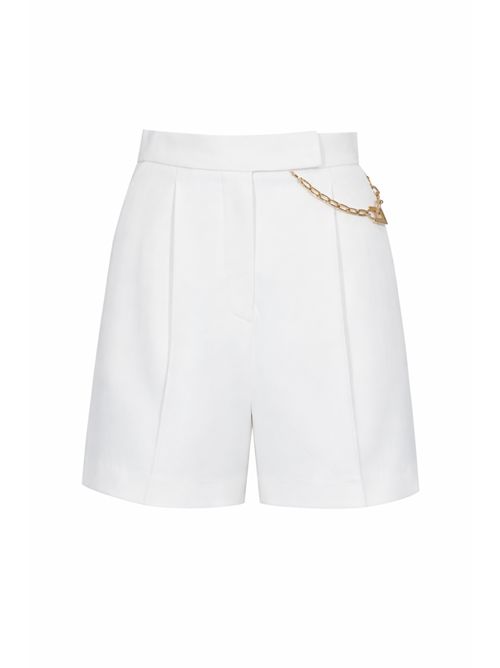 Shorts in gabardina di viscosa con logo gioiello Avorio Elisabetta Franchi | SH00561E2360